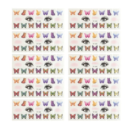 Unique Bargains 10 Pcs Realistic Fake Tattoos Butterfly Pattern Temporary Tatto Purple Blue