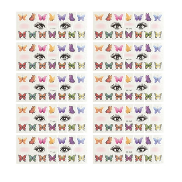 Unique Bargains 10 Pcs Realistic Fake Tattoos Butterfly Pattern Temporary Tatto Purple Blue