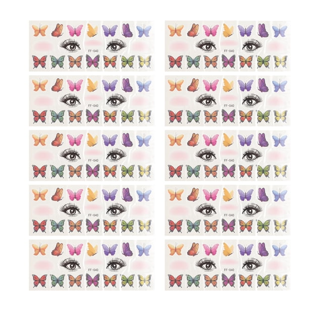 Unique Bargains 10 Pcs Realistic Fake Tattoos Butterfly Pattern Temporary Tatto Purple Blue