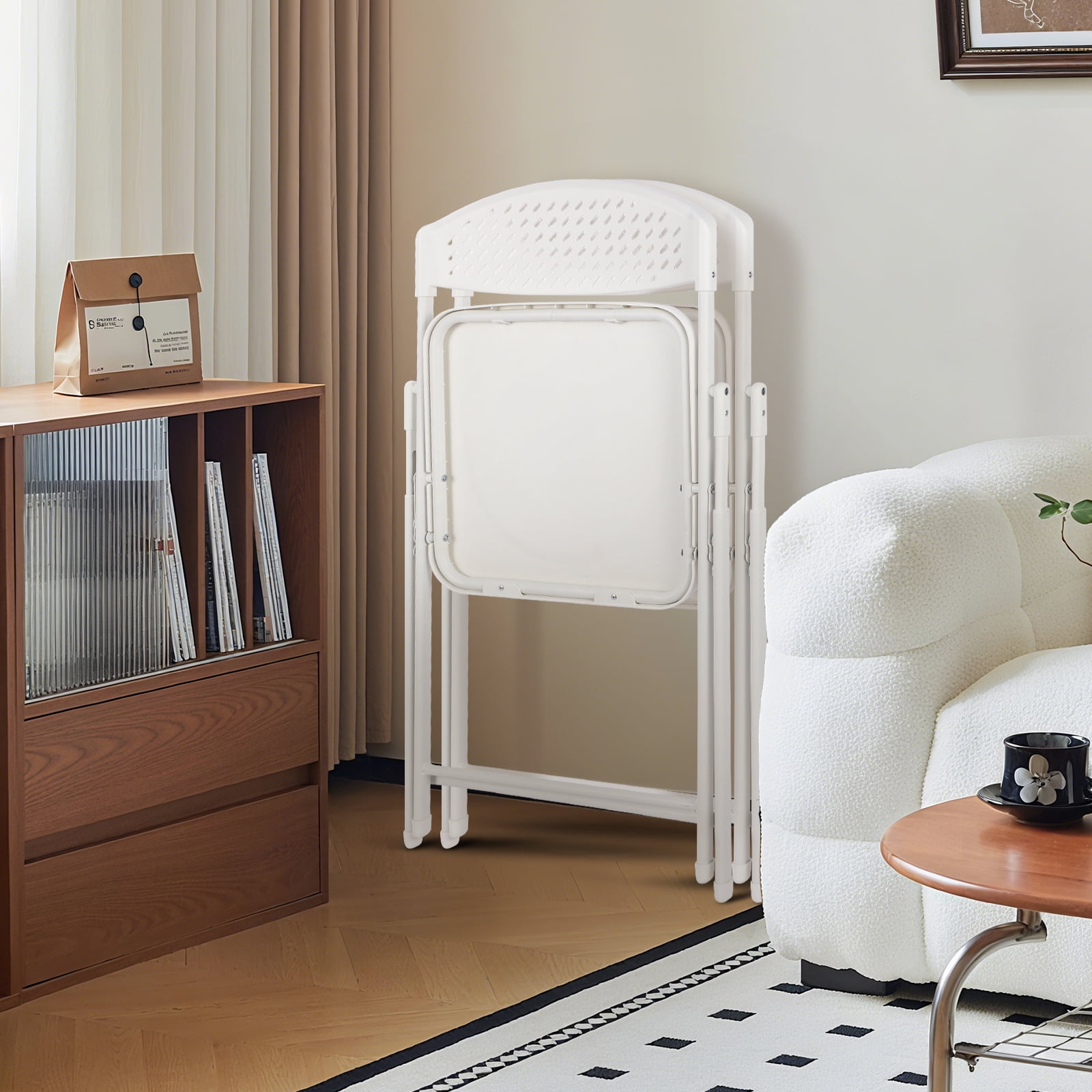 Mainstays Resin Light-Weight Folding Chairs, White (Set of 10)