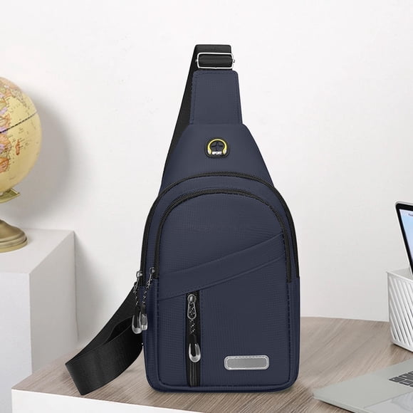 Bolso bandolera de pecho | Riñonera deportiva de tela Oxford resistente | Múltiples compartimentos con cremallera | Correa ajustable con ajuste seguro | Almacenamiento manos libres para correr,