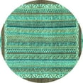 thumbnail image 1 of Ahgly Company Machine Washable Indoor Round Abstract Turquoise Blue Modern Area Rugs, 6' Round, 1 of 4