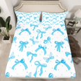 thumbnail image 2 of jejeloiu Kawaii Bow Queen Sheet Sets,Girls Bow Knot Flat Sheet,White Blue Queen Fitted Sheet,Breathable Bedroom Decorative,4-Piece, 2 of 7