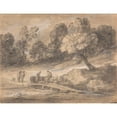 thumbnail image 3 of Thomas Gainsborough 14x12 Black Modern Framed Museum Art Print Titled - Wooded Landscape with Figures on Horseback Crossing a Bridge (Between 1775 and 1780), 3 of 5