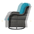 thumbnail image 6 of POCASSY Outdoor Swivel Rocking Glider Chairs Set of 2, All Weather Gray Wicker Patio Furniture Set with Deep Seat for Balcony, Porch and Backyard, Lake Blue, 6 of 9