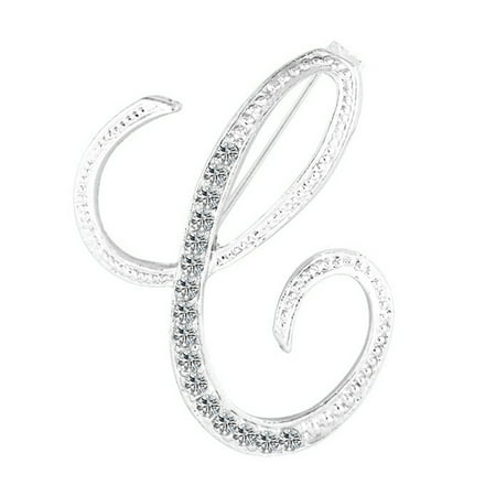 

1 Pc Fashion Unisex Rhinestone English Letters Alphabet A-Z Brooch Pin Ornament