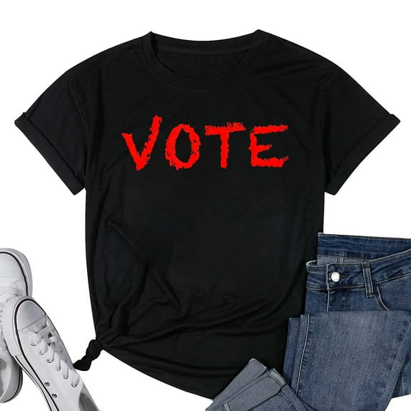 Womens T-Shirt that says the Word - VOTE - on it | Clothing Black Small