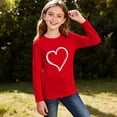 thumbnail image 3 of Girls Valentine's Day Heart Shirt Long Sleeve Soft T-Shirt, Stretchy Kids Red Top for Holiday & Casual Wear, Sizes 3-4 to 13-14 Years,Size 7-8 T, 3 of 7