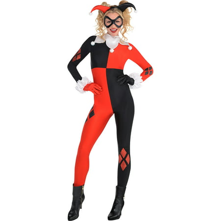 Suit Yourself Batman Harley Quinn Jumpsuit Costume for Adults, Includes Collar, Gloves, Headband, and Mask