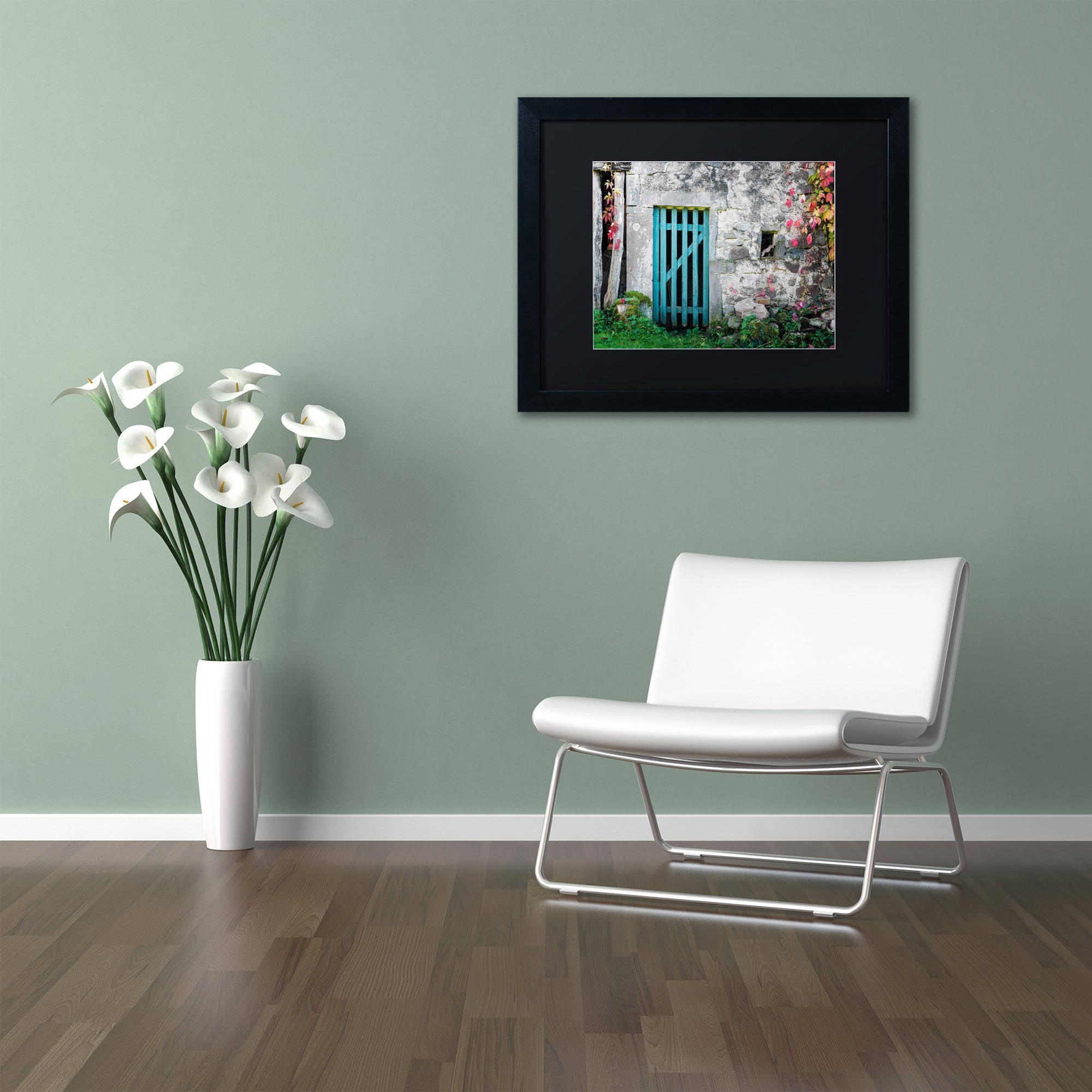 Trademark Fine Art "The Old Wooden Door" Canvas Art by Philippe Sainte-Laudy Black Matte, Black Frame