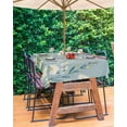 thumbnail image 3 of nqOlkjepod Botanical Blue Green Outdoor Tablecloth with Umbrella Hole & Zipper, Spring Pastoral Daisy Leaf on Linen Rectangle Table Cover 60x102 Inch, Waterproof Table Cloth Protector for Patio, 3 of 7