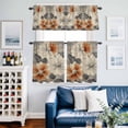 thumbnail image 2 of Retro Dahlia Flower Kitchen Curtains Valances and Tiers Set of 3 Beige Orange Vintage Floral Watercolor Tier Curtains and Valance with Rod Pocket for Small Windows, 27.5"x24", 2 of 9