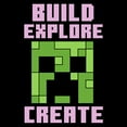 thumbnail image 2 of Junior's Minecraft Creeper Face Build Explore Create  Graphic Tee Black Small, 2 of 3