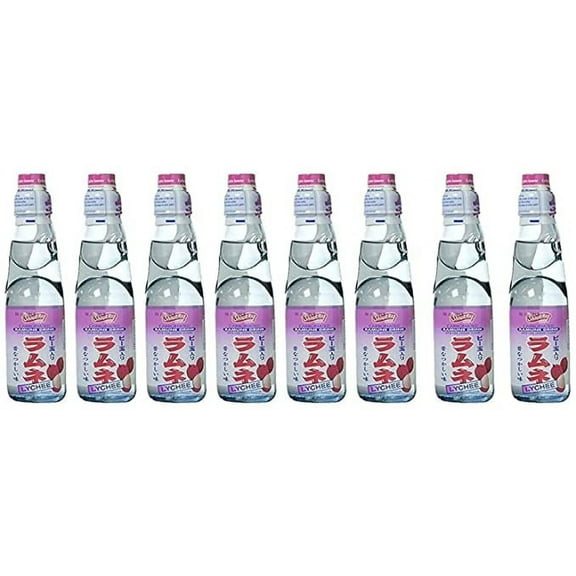 Shirakiku RAMUNE Japanese Soft Drink, 8 Bottles, 6.76 Fl Oz Each - (Original, Strawberry, Blueberry, Grape, Lychee, Melon, Orange, Yuzu)