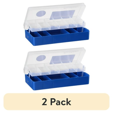(2 pack) Flambeau Outdoors Zerust Mini One Tray Compact Fishing Tackle Box Blue Plastic
