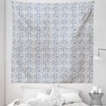 thumbnail image 1 of Ethnic Tapestry, Watercolor Style Hand Drawn Grid Pattern Hippie Folk Batik Design, Fabric Wall Hanging Decor for Bedroom Living Room Dorm, 5 Sizes, Navy Blue and Beige, by Ambesonne, 1 of 1