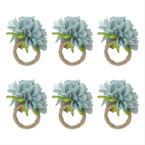 Servilleteros de Perlas, Servilleteros de Rosas Rústicas, Servilletero de Flores para Decoración de Mesa, Azul Robinegg