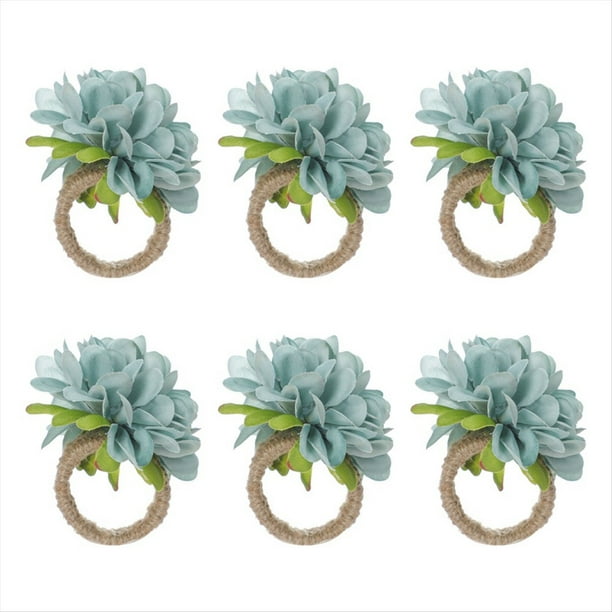 Servilleteros de Perlas, Servilleteros de Rosas Rústicas, Servilletero de Flores para Decoración de Mesa, Azul Robinegg