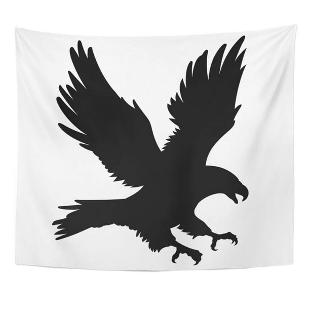Zealgned Hawk Bald Eagle Silhouette White American Bird Falcon Flight Flying Mascot Wall Art Hanging Tapestry Home Decor For Living Room Bedroom Dorm 60x80 Inch Com - Flying Falcon Car Seat Carrier