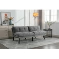 thumbnail image 5 of Modern Velvet Upholstered 2 Seater Futon Sofa Bed with Adjustable Arms and Back, Convertible Wooden Loveseat Sofa Bed with Metal Legs, Daybed for Living Room, Office, Studio, Small Space, Light Grey, 5 of 9