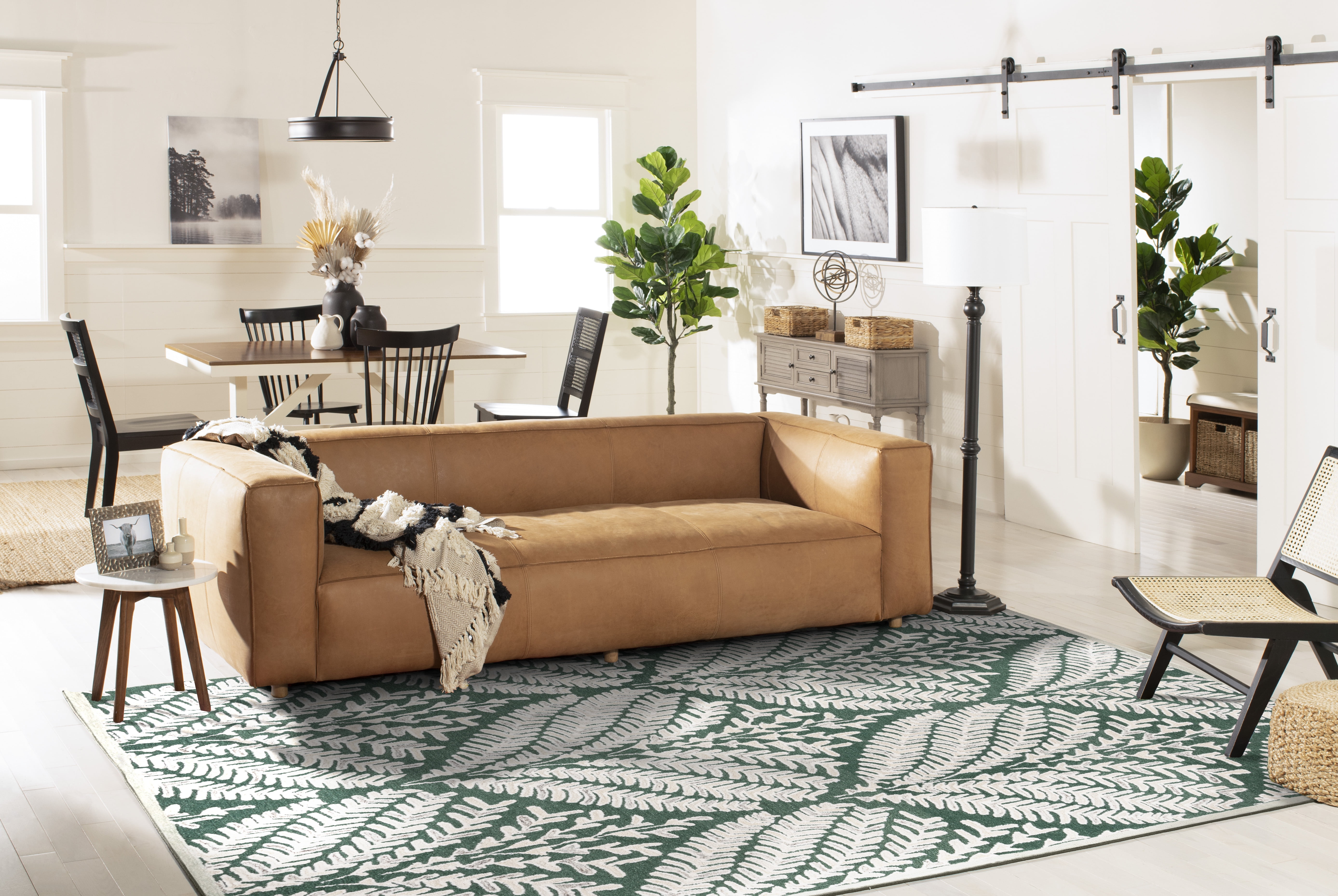 SAFAVIEH Capri Proinsias Leaves Wool Area Rug, Dark Green/Ivory, 4' x 6'