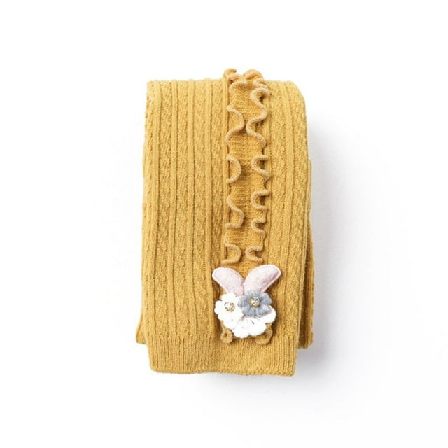 Bas pour Bébés Filles Doux Mignons Épais Extensibles Couleur Unie Décoration Rabbit Pantalons Leggings Bas Y TP