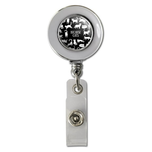 Because Cats Funny Kitties Lounging Around Retractable Reel Chrome Badge ID Card Holder Clip