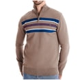 thumbnail image 1 of GigrtiJin Pull à Quart de Zip pour Hommes Manches Longues Col Montant Pull Rayé Mode Décontracté Confortable, 1 of 5