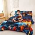 thumbnail image 3 of Erosebridal Cartoon Fire Truck Bedding Comforter Set for Kids Boys, , Navy Reversible, 7 Pieces, 3 of 6