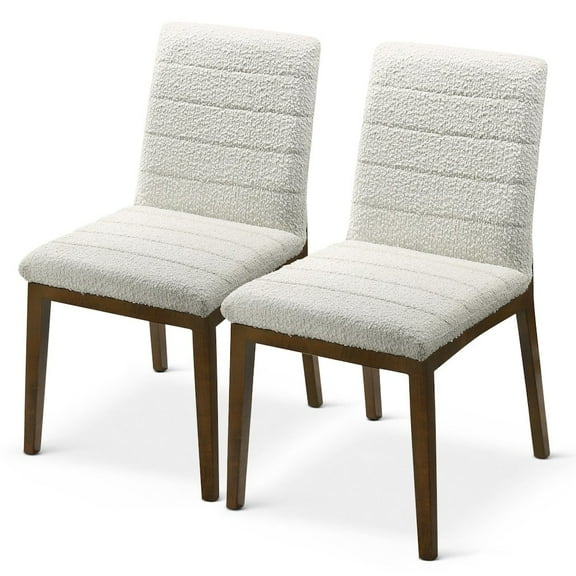 Ashcroft Furniture Ines White Boucle Dining Chair (Set Of 2)