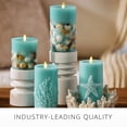 thumbnail image 4 of Luminara Flameless LED Candle Soft Teal Embedded Seashell & Starfish Moving Flame Pillar Unscented Real Wax with Recessed Edge, T, 4 of 8