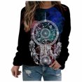 thumbnail image 1 of Camisas informales de manga larga para mujer, sudadera de cuello redondo con estampado de rombos geométricos, jersey de cuello redondo, Tops tipo túnica holgados Fridja  czfsfas409, 1 of 6