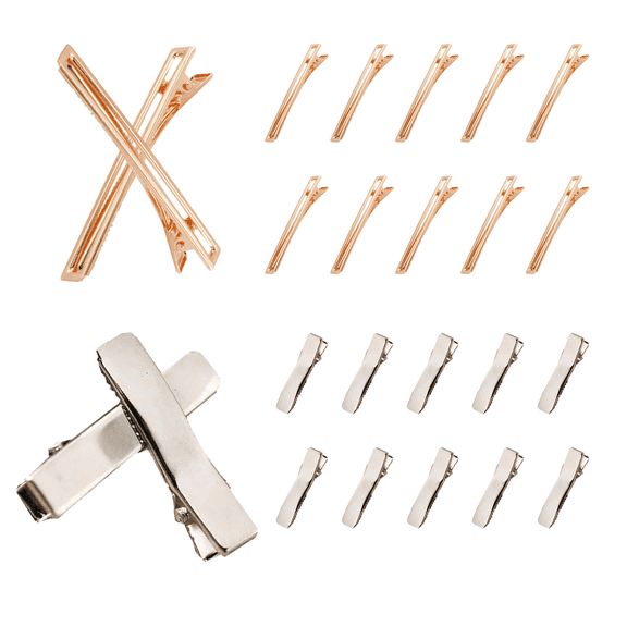 Hair Clips for Women Girls, 20 Pcs 6cm/2.36 Inch Large Barrettes for Thick Hair, Metal Hair Clips, No Slip Long Shape Double-Pronged Duckbill Clamp Hair Pins, Hair Accessories, Gold & Silver