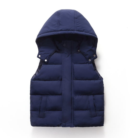 AUDeals Boys Kids Hooded Down Puffer Vest, Lightweight Sleeveless Jacket, Fall Winter Warm Thick Windproof Outerwear Waistcoat for Boys (Navy, 13-14 Years)