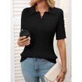 thumbnail image 5 of EASYBRA Women Cable Knit Sweater Polo Collar Loose Fit Pullover Casual Wear Cotton Polyester, 5 of 7
