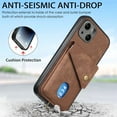 thumbnail image 2 of Nalacover for iPhone 15, Slim Case Wallet with Credit Card Holder, Back Flip Premium Leather Magnetic Clasp Kickstand Wirst Hand Strap Shockproof Cover For iPhone 15, Brown, 2 of 11
