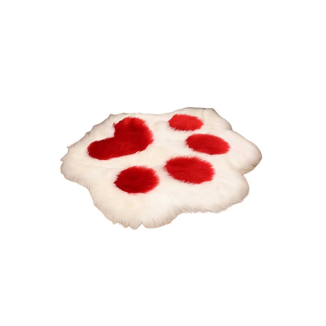 sweethay Alfombra de felpa con forma de huella de Animal, moda para el hogar, Hotel, dormitorio, oficina, sala de estar, dormitorio, sofá, mesita Decoración del hogar Blanco Rojo 80x68cm sweethay HA071918-18