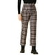 thumbnail image 5 of Pantalones de trabajo de cuadros recortados para mujer INSPIRE CHIC, con botones, estilo casual, talla 2XL, color marrón, 5 of 8