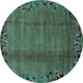 thumbnail image 1 of Ahgly Company Machine Washable Indoor Round Abstract Turquoise Blue Modern Area Rugs, 6' Round, 1 of 4