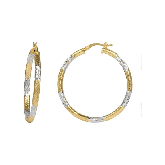 Brilliance Women's Hoop Earrings, 18K Gold Over Sterling Silver, Includes Gift Box
