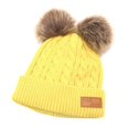 thumbnail image 2 of Niños Niñas Pompones Sombrero Grueso Cálido Invierno Suave Tejido Gorros - Amarillo, tal se describe Yotijar Chicos niñas pom pom poms sombrero, 2 of 9