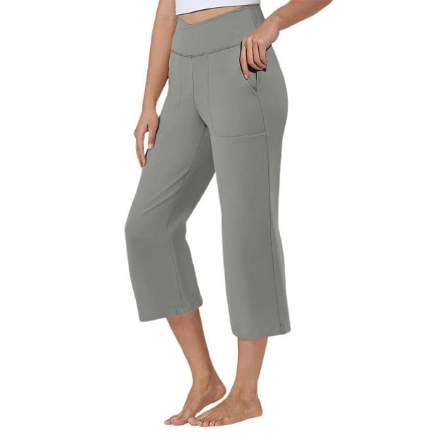 Pantalones de yoga cortos de cintura alta para mujer - Poliéster y spandex para uso diario y estilos de vida activos