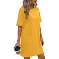 thumbnail image 7 of Xaqiouau Women’s Casual T Shirt Dress Short Sleeve Crewneck Loose Fit Summer Mini Dress with Pockets Soft Lightweight Comfortable Daily Wear for Home Travel Shopping, 7 of 7