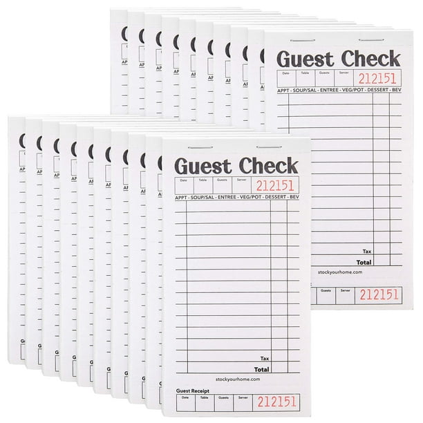 Cuadernos de cheques para invitados Stock Your Home, blanco y negro (paquete de 20)