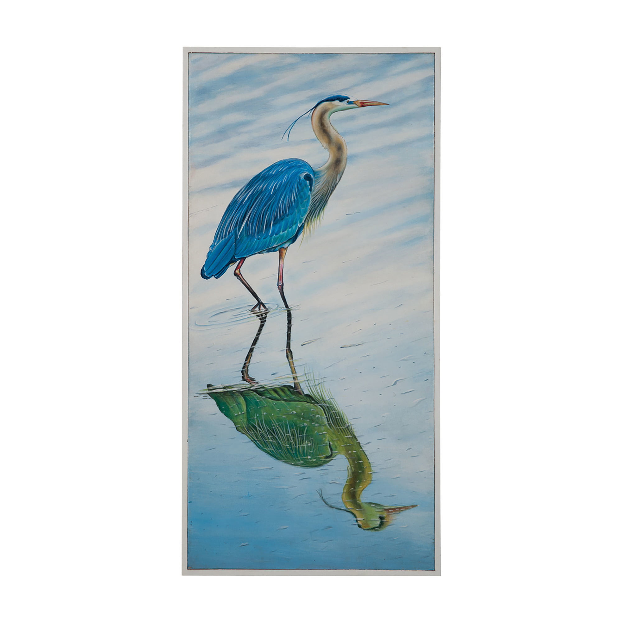 Guildmaster 162510 50" By 24" Framed Hand Painted Blue Heron Wall Art On Canvas
