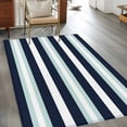 thumbnail image 4 of Area Rug 48×72in, Navy Blue Turquoise Stripes Floor Carpet Living Room Rug, Modern Minimalist Art Non-Slip Welcome Mat Indoor Rugs for Bedroom Dining Room, 4 of 9
