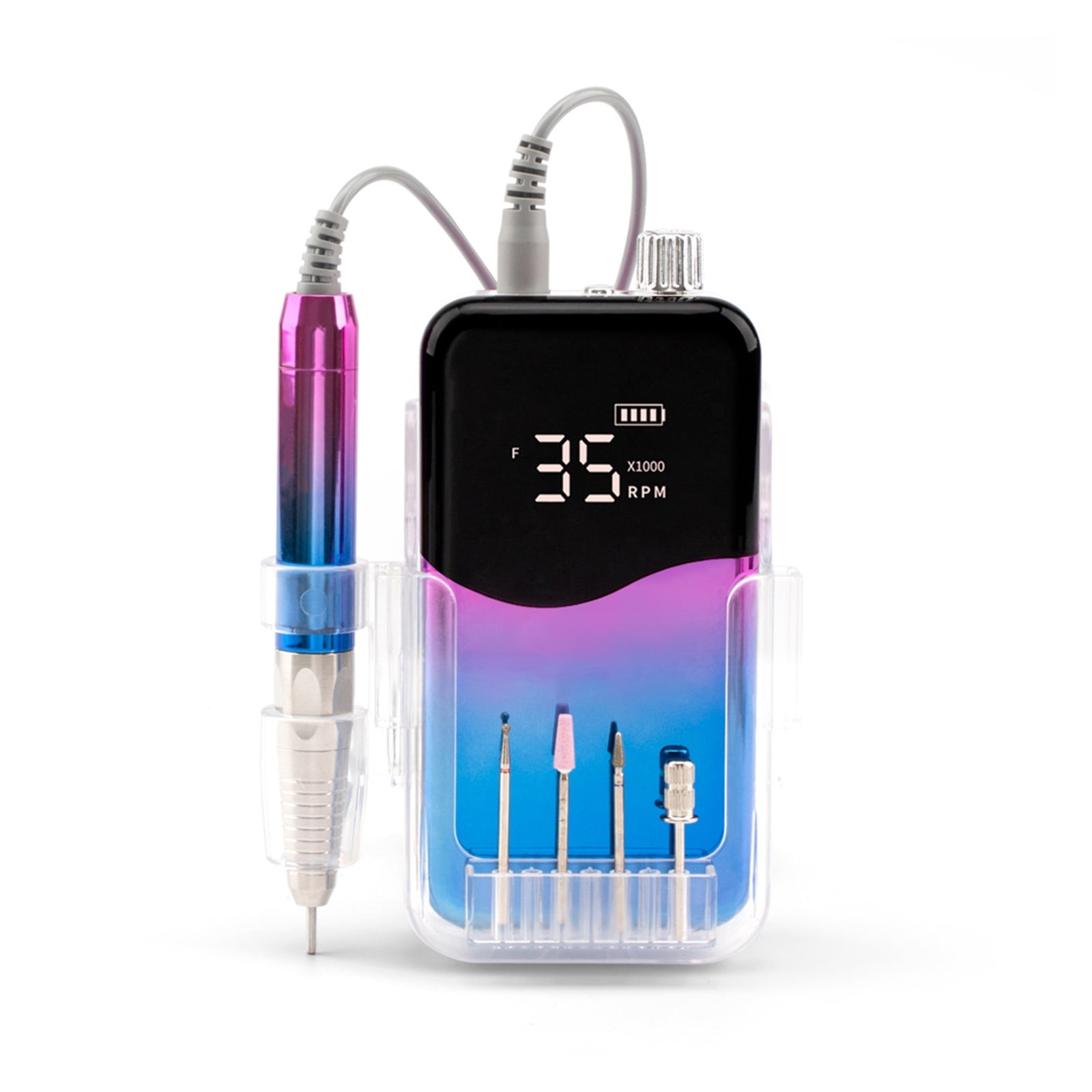 Portable Nail Drill, Professional 35000 RPM, Rechargeable Electric Nail File Machine E File For Acrylic Nails Gel Polishing Removing, Cordless Efile With Bits Kit For Manicure Salon Home ,Low Noise