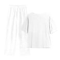 thumbnail image 3 of LYXSSBYX Two Piece Sets for Women Summer Women's Casual Short Sleeve Half Sleeve Round Neck Cropped Top + Casual Pants Suit Set Two Piece Set, 3 of 4