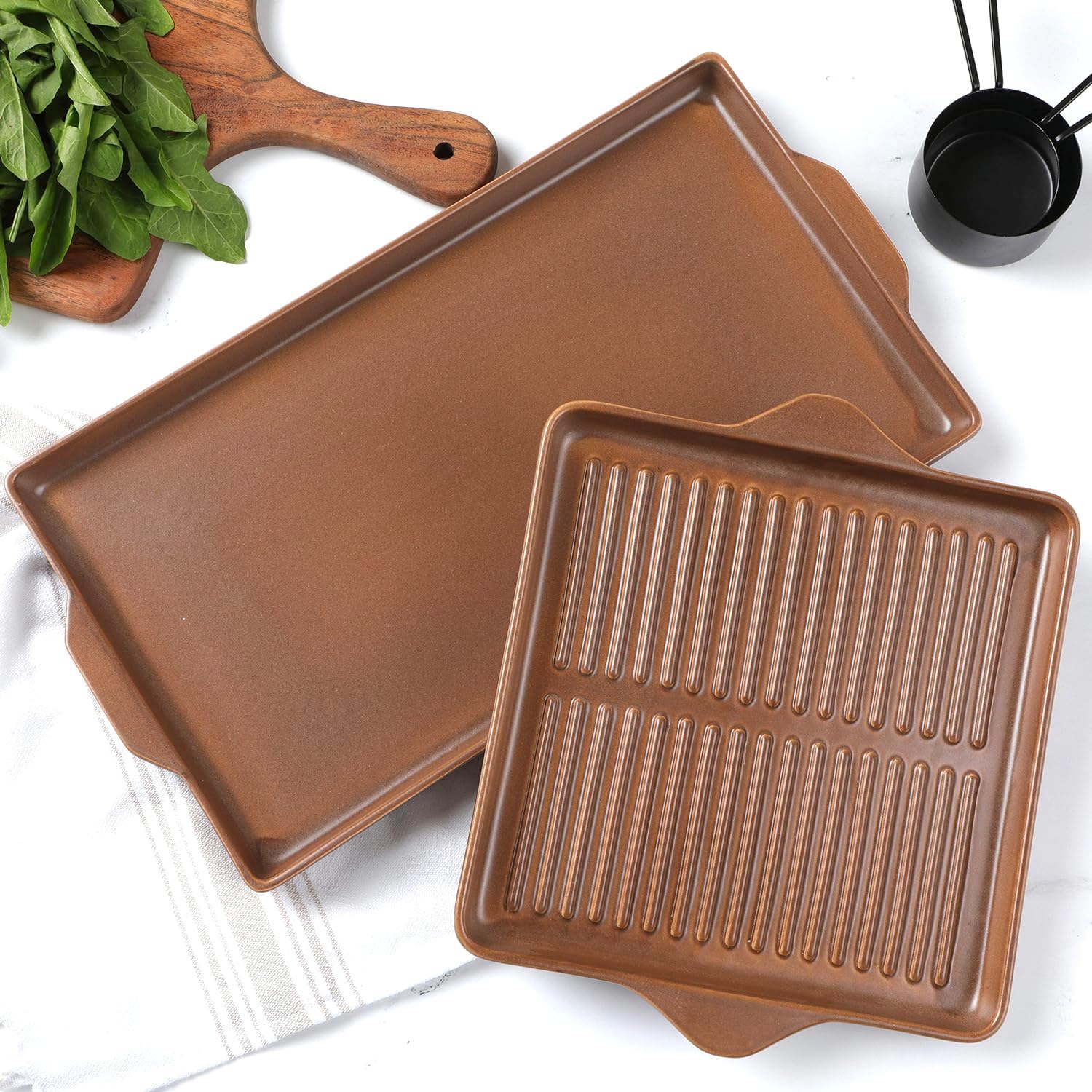 Square Grill Pan | 100% Ceramic Pan, Handmade, Non-Toxic, Eco-Friendly, Oven Safe 662F