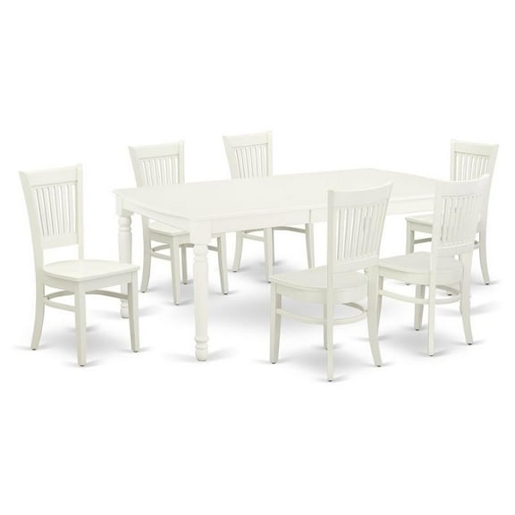 Pemberly Row 7-piece Wood Dinette Table Set in Linen White
